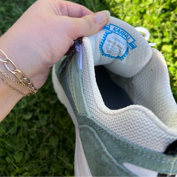 Karhu Fusion 2.0 green/white Leather Low Top Running Shoe Sneaker Size 6.5 - Picture 6 of 8